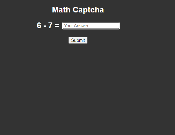 Math Captcha screenshot